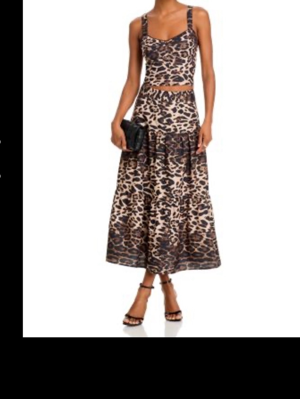 Aqua Leopard-Print Tiered Midi Skirt in Brown and Black